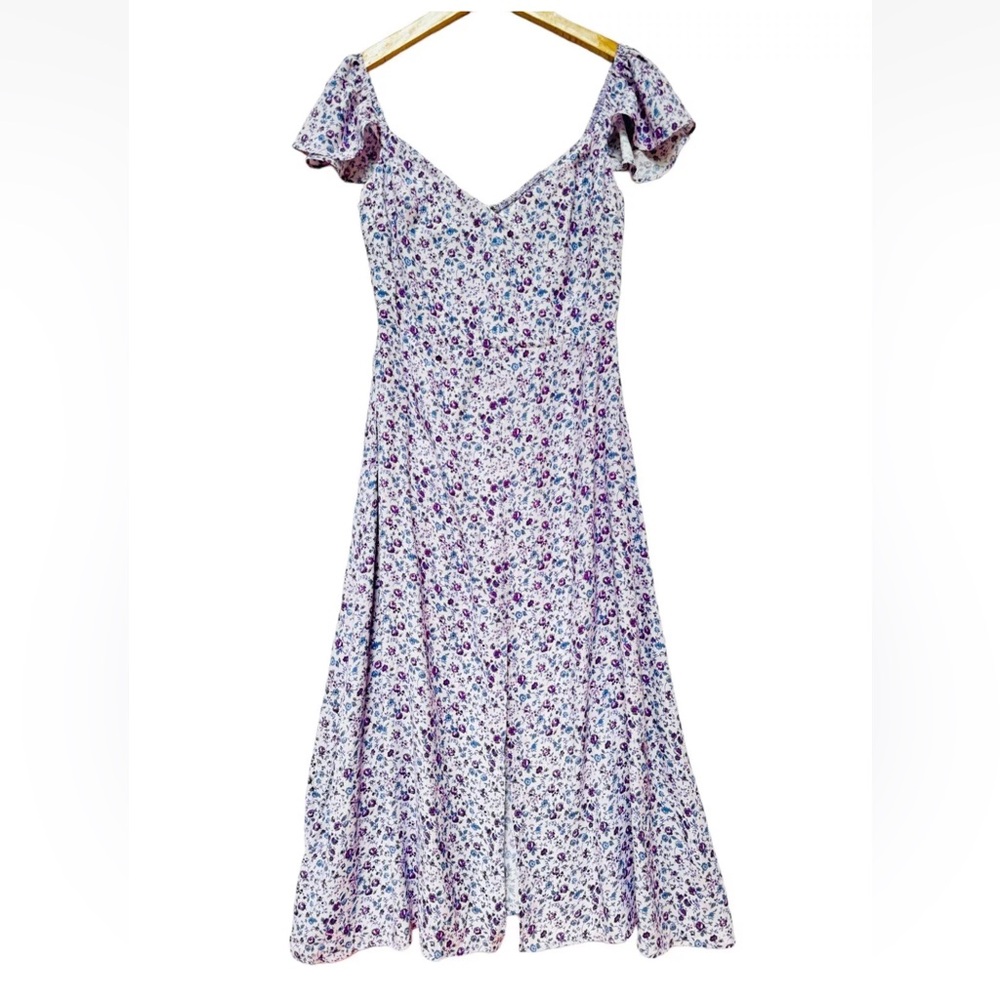 Reformation Purple Floral Midi Dress View 5